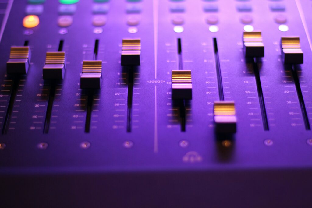 a soundboard with different sliders for volumes
